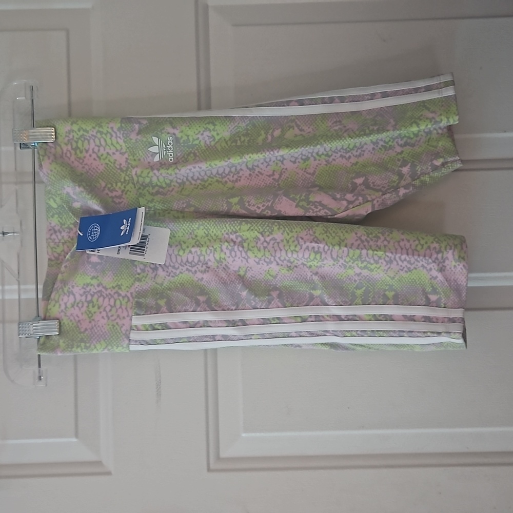adidas Originals Bike Short Tights: PINK/GREEN SNAKE PRINT: NWT: SIZE XS